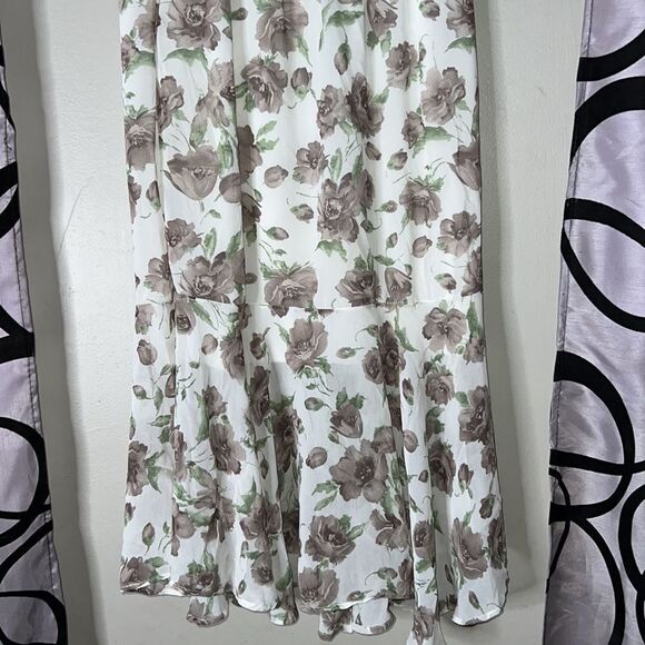 Floral chiffon midi skirt with ruffle hem - Picture 8 of 9